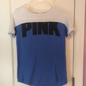 Pink (brand) blue and white t